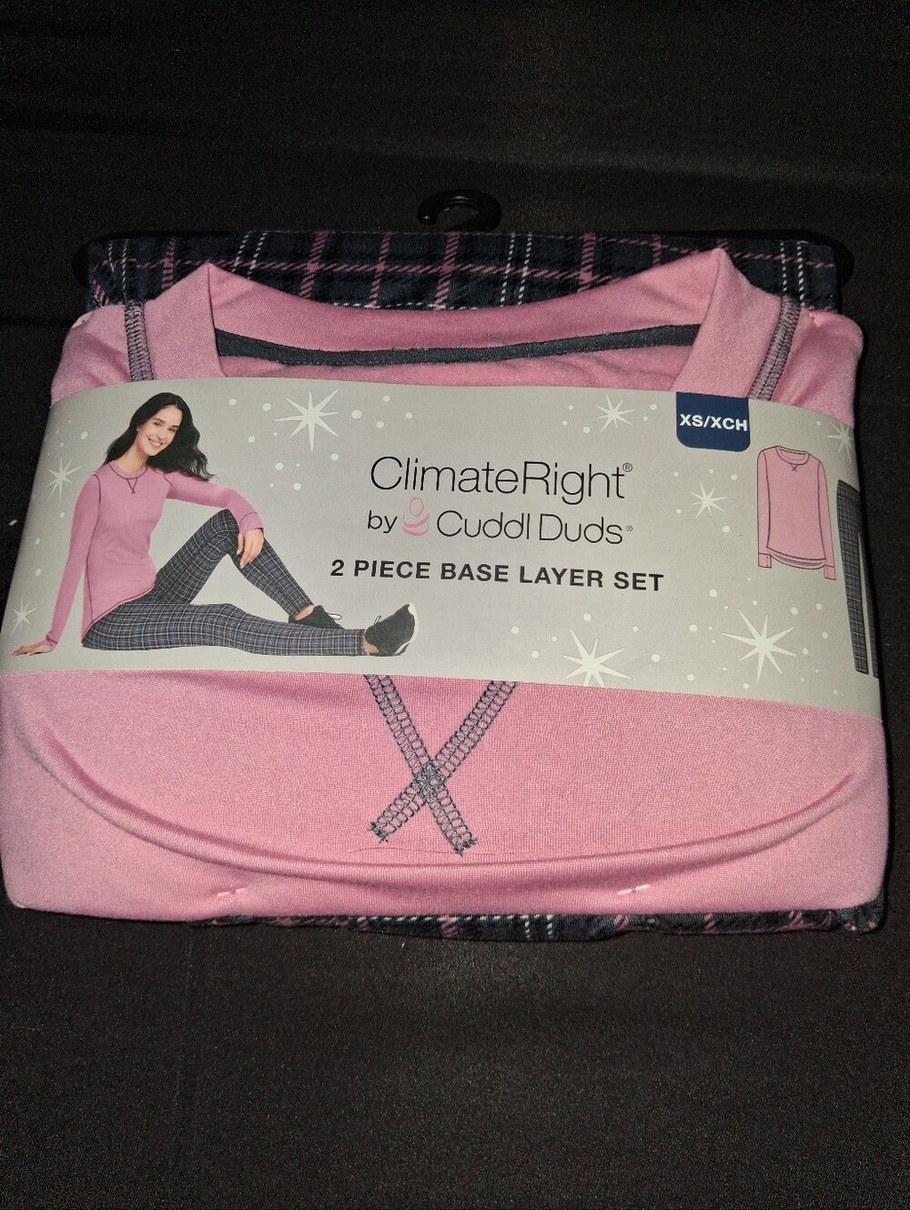 ClimateRight By Cuddl Dudes Women's Two Piece Base Layer Set - Grey Tartan - XS